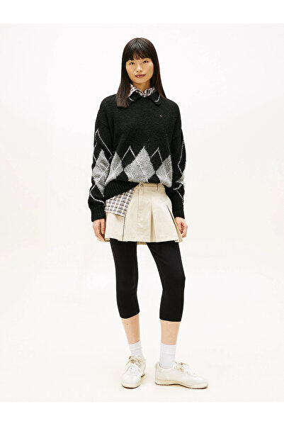 Tommy Hilfiger تنورة نسائية صغيرة مطوية باللون البيج من TJW DW0DW22065ABY