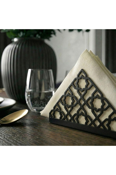iwa concept Geometric Ramadan Metal Napkin Holder - Metal Tableware Iftar Dec...