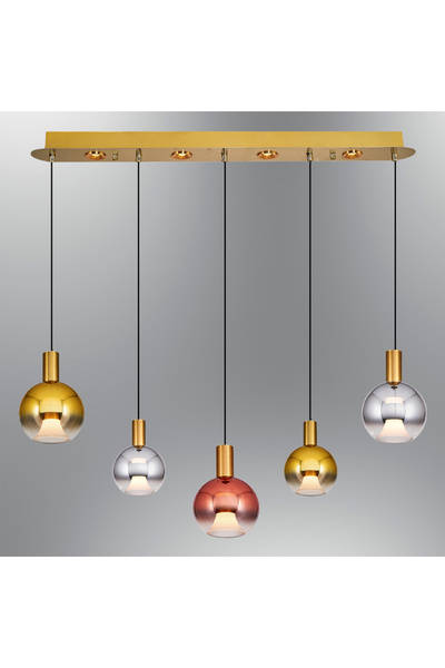 Özcan Aydınlatma 2848-5AS-20 Luccas 5'li Sıralı Sarkıt Mix Eskitme