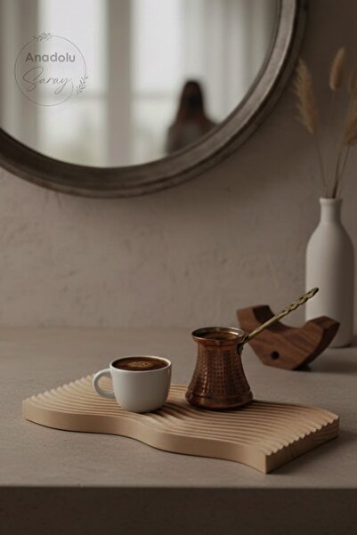 Anadolu Saray لوح عرض متموج مخطط من الخيزران - لوح عرض زخرفي من الخشب الطبيعي...