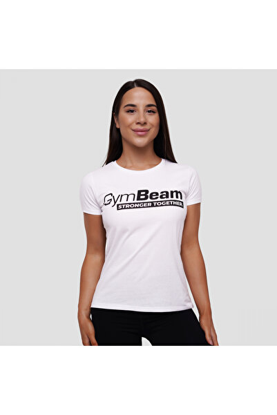 GymBeam Tricou alb pentru femei cu mesajul „Împreună, mai puternici”