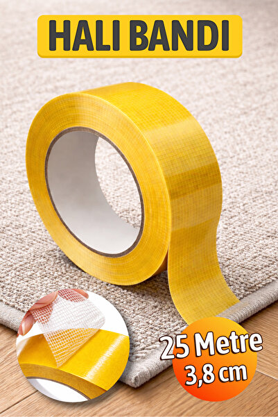 Badem10 (PREMİUM) 25 METRE X 3,8 Cm Kaydırmaz Kaymaz Halı Bandı Çift Taraflı ...