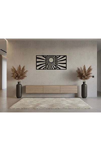 ArnaBella Σετ 3 τεμαχίων Μαύρη Ξύλινη Μοντέρνα Ζωγραφική Τοίχου με Κοπή Λέιζε...