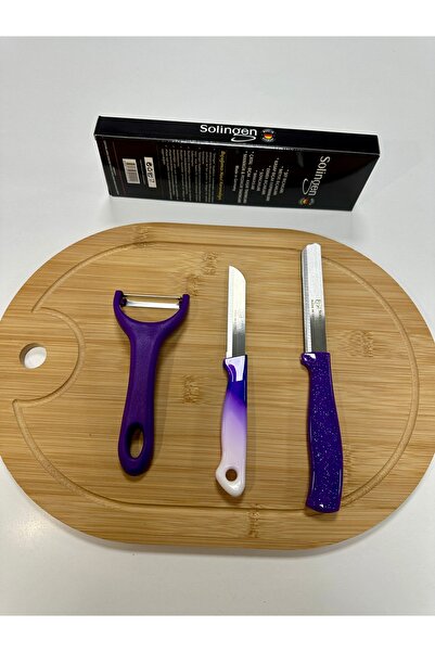 Solingen 3’lü Pro Mutfak Seti – Ebruli Meyve Bıçağı, Mikro Tırtıklı Sebze Bıç...