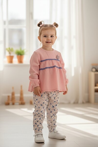 Pepelin طقم بناتي من قماش ريبورت مزين بالزهور 3 سنوات/4 سنوات/5 سنوات/6 سنوات