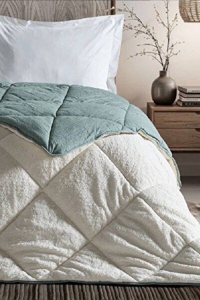 Doqu Home DOUBLE COMFORTER UYKU PAKETI TEK KİŞİLİK EKRU-YESIL ( YORGAN+YASTIK...