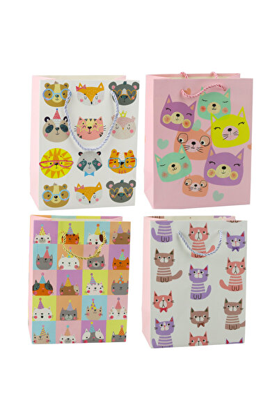 Three top online Pungă de cadou din hârtie cu pisici și sclipici, 23 x 18 x 1...