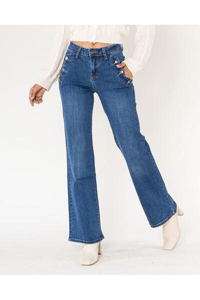 Nina Carter Women's Flared Jeans Blue B-P195-5