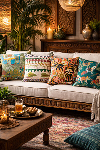 Evdek Double-Sided Printed 4-Piece Throw Pillow Cover 6Eod7