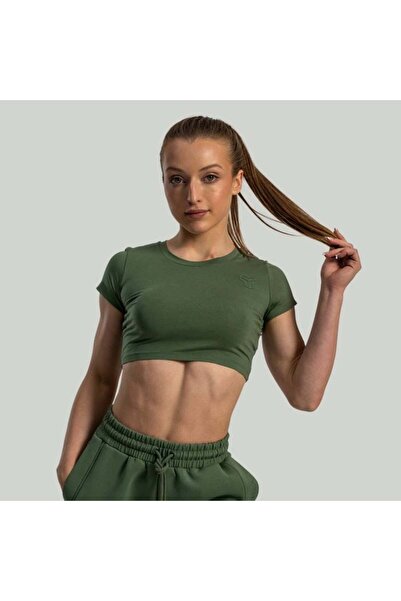 GymBeam Top scurt esențial pentru femei, verde cedru - STRIX