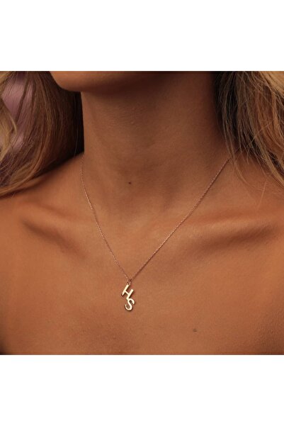 DİAMİNE PIRLANTA 14 Ayar Altın Çift Harf Kolye – Sevgililer Günü Özel | Kişiy...