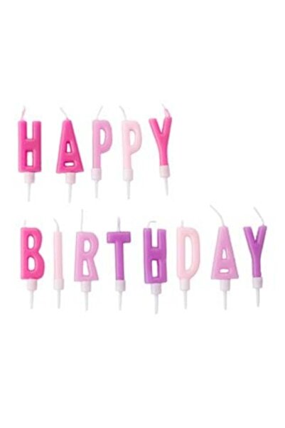 OEM Birthday Candles Pink Lilac Fuchsia Happy Birthday - 13 pcs