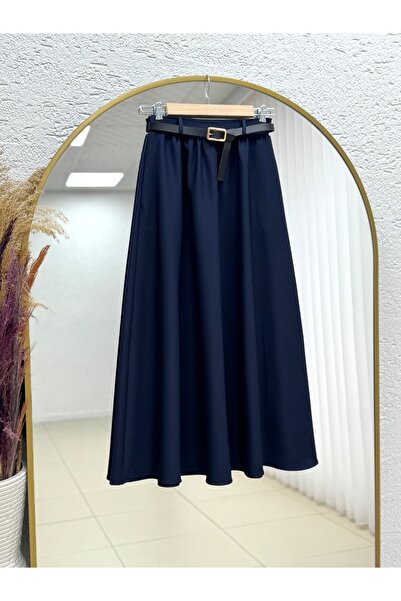 BENAHOLL تنورة شينغول بجيبين وحزام - AS3050 أزرق داكن