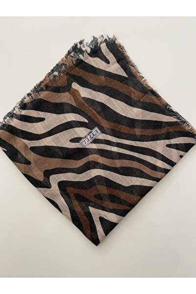 Eyfel İnce Zebra Desen Tülbent Yazma