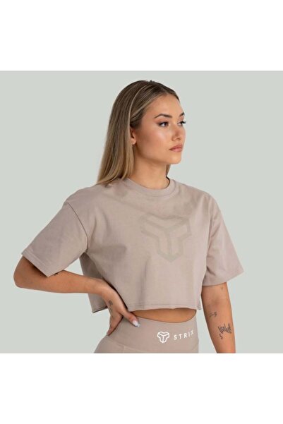 GymBeam CropTop pentru femei, culoare taupe - STRIX