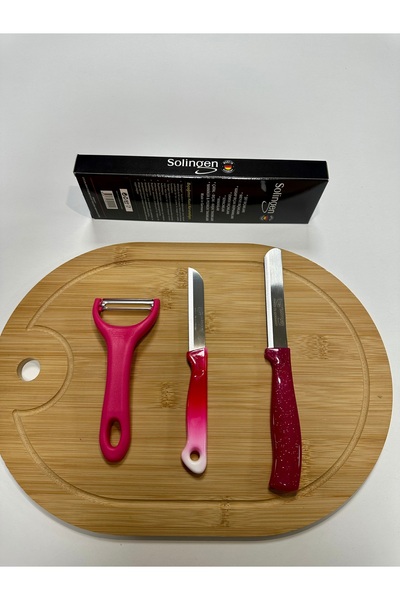 Solingen 3’lü Pro Mutfak Seti – Ebruli Meyve Bıçağı, Mikro Tırtıklı Sebze Bıç...