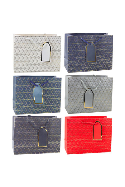 Three top online Γεωμετρική Τσάντα δώρου με χρυσές γραμμές