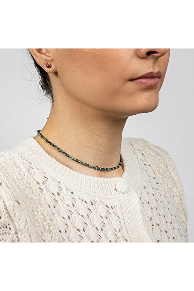 Ezera Colier tip choker cu pietre de smarald Memphis