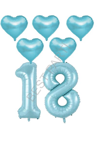 BEST PARTİ Best Blue Color 18Th Birthday Foil Balloon Celebration Set