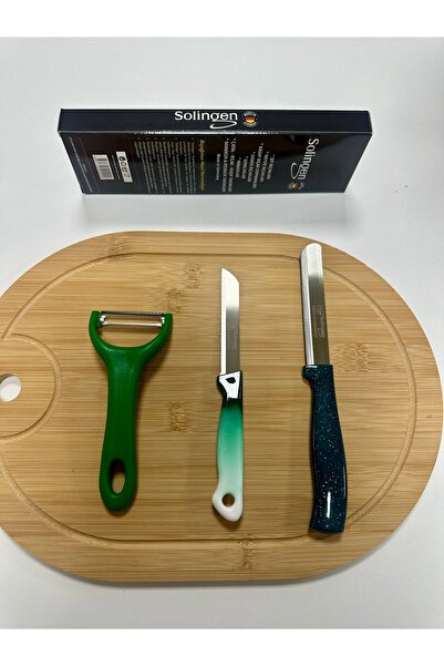 Solingen 3’lü Pro Mutfak Seti – Ebruli Meyve Bıçağı, Mikro Tırtıklı Sebze Bıç...