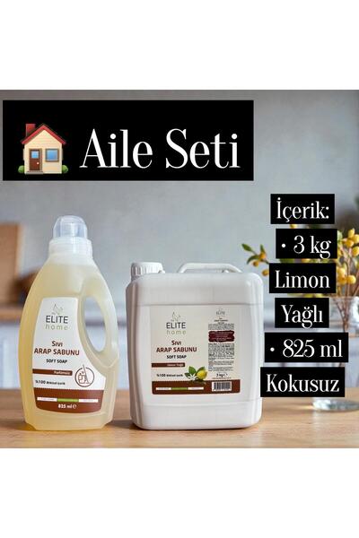 The Elite Home Bitkisel Sıvı Arap Sabunu 3 kg Limon yağlı & 825 ml kokusuz (a...
