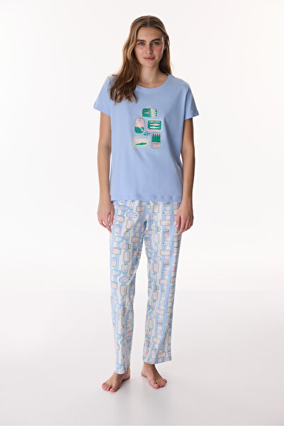 Penti Mavi Sardines Pantolon Pijama Takımı