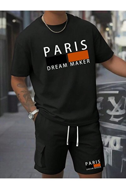 PAVRO Унисекс комплект от широки шорти с блуза и долнище Удобен комплект от ш...