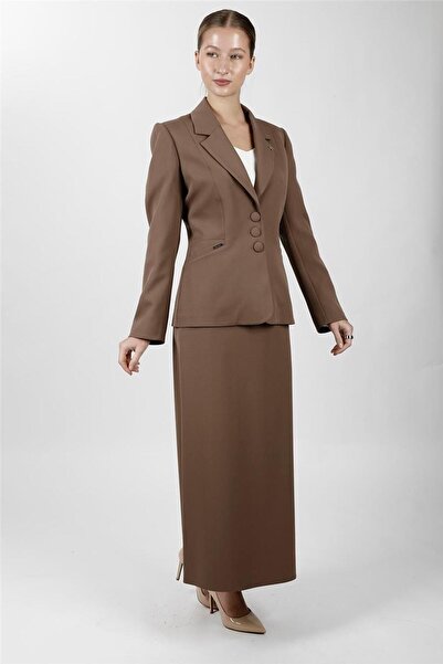 ÖNDER ÖZSOY Jacket Collar Pocket Modern Jacket & Long Bell Skirt with Square ...