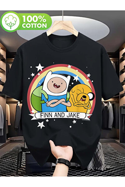 Flow touch تي شيرت مطبوع كبير الحجم للجنسين باللون الأسود