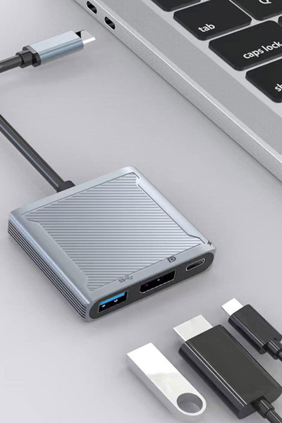 TechnoStation TypeC Display Port HUB Adapter TypeC To Displayport PD100W Şarj...