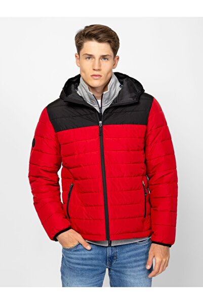 Heavy Tools Men's quilted jacket with hood NEKO tomato M