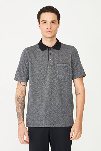 White Stone Black Polo Neck T-Shirt