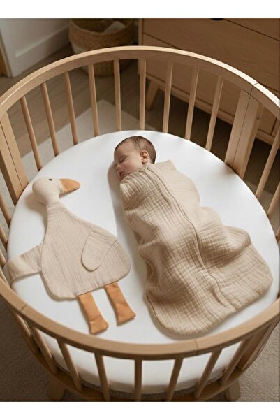 Lumos Trade Organic 4 Layer Muslin Zippered Swaddle & Duck Sleeping Companion...