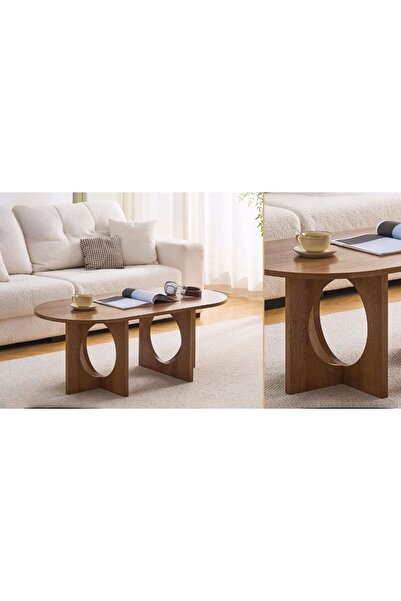 BEC30 A practical, modern oval wooden coffee table