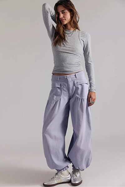 Ucajean Uca Jean Kadın Yüksek Bel UrbanFlex Paça Büzgülü Bol Rahat Kalıp Pant...