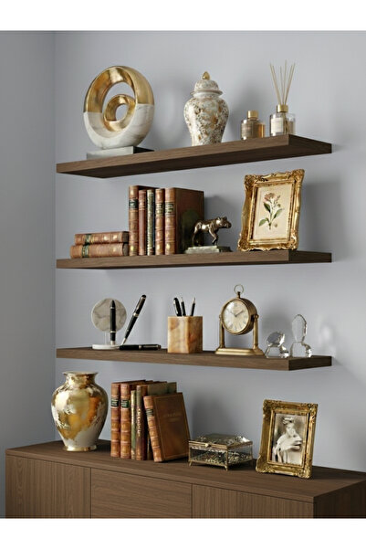 Free Home Premium MDF Ürün Duvar Rafı 3'lü Set 60x15 cm Uçan Raf Modern Kitap...