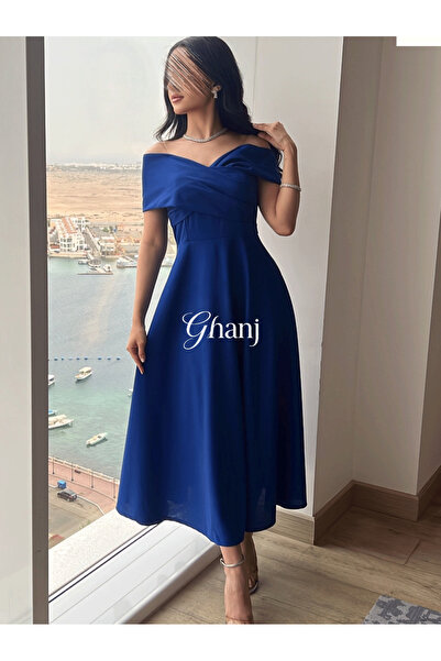 Ghanj Fashion فستان ميدي كريب