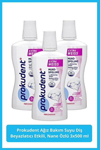prokudent Ağız Bakım Suyu Diş Beyazlatıcı Etkili, Nane Özlü 3x500 ml