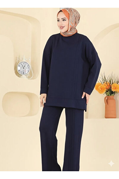 Elit Women's Islamic Clothing Modal Fabric Self-Line Detailed Crew Neck Top a...