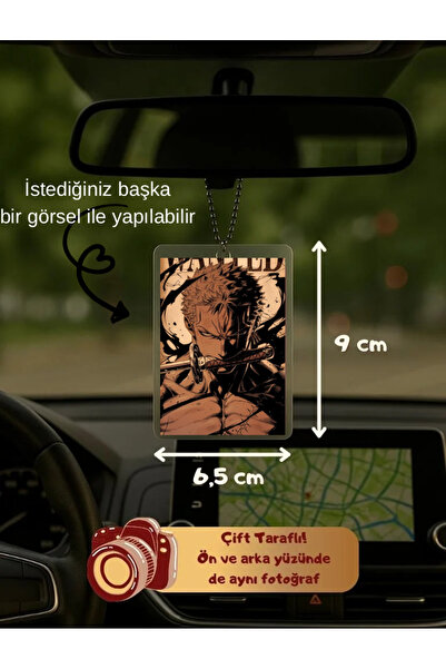 star gift ZORO Anime Kişiye Özel Araç Dikiz Aynası Süsü – Çift Taraflı & Lami...