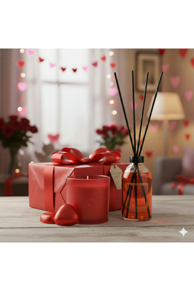 Mia Aksesuar Kırmızı Hediye Kutusunda Sevgililer Gününe Özel Oda Kokusu ve Pa...