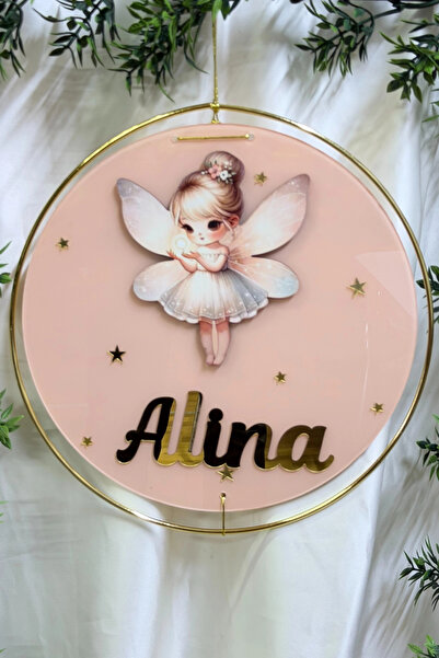 RetroLazer Figürlü Bebek Odası Pleksi Hastane Bebek Kapı Süsü İsimlik Makrome...