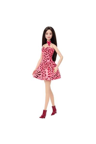 Barbie Leopar Elbiseli Fashionistas Bebeği JJN59