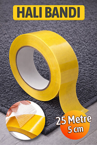 Badem10 (PREMİUM) 25 METRE X 5 Cm Kaydırmaz Kaymaz Halı Bandı Çift Taraflı Ki...