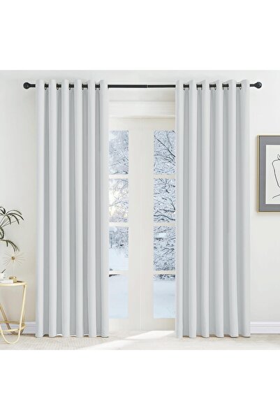 MRTREES Set 2 Draperii, Blackout, Termice, 220x200cm, Alb Gri