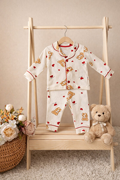 ASİLA Baby Girl Pajama Set with Heart and Teddy Bear