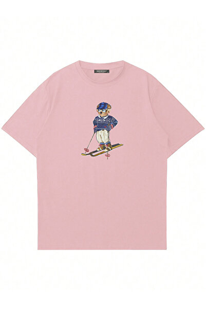 Mad&Calf Unisex Teddy Skier Printed Crew Neck Oversize Tshirt