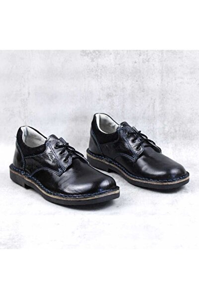 tino Pantofi unisex , pentru copii , din piele naturala 3008-NEGRU