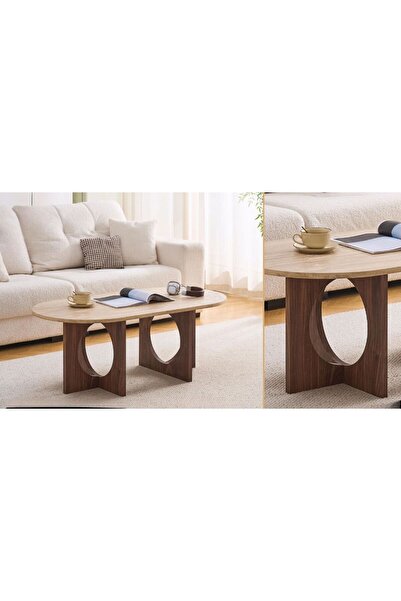 BEC30 A practical, modern oval wooden coffee table