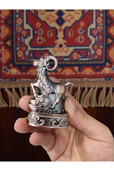 HK GİFT SHOP VİNTAGE BAKIR RENKLİ KEÇİ HEYKELLİ GAZLI ÇAKMAK